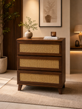 Milan Cane 3-Drawer Chest – Handcrafted Walnut Finish